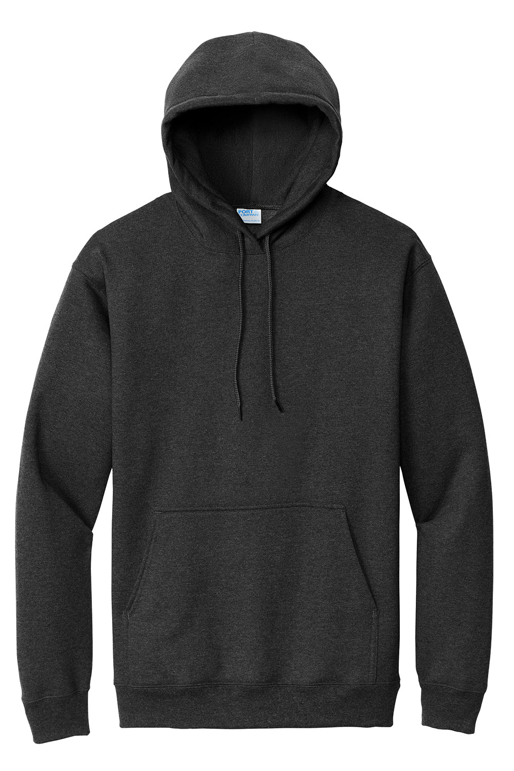 Port & Company PC90H/PC90HT Mens Essential Pill Resistant Fleece Hooded Sweatshirt Hoodie Heather Black Flat Front