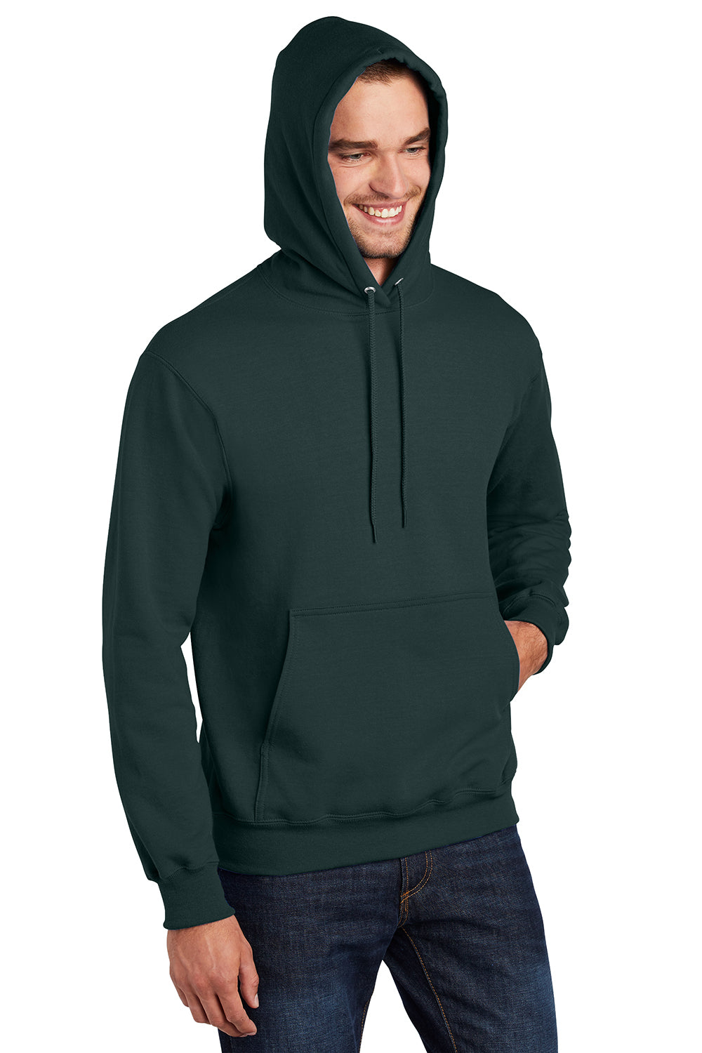 Port & Company PC90H/PC90HT Mens Essential Pill Resistant Fleece Hooded Sweatshirt Hoodie Dark Green Model 3q