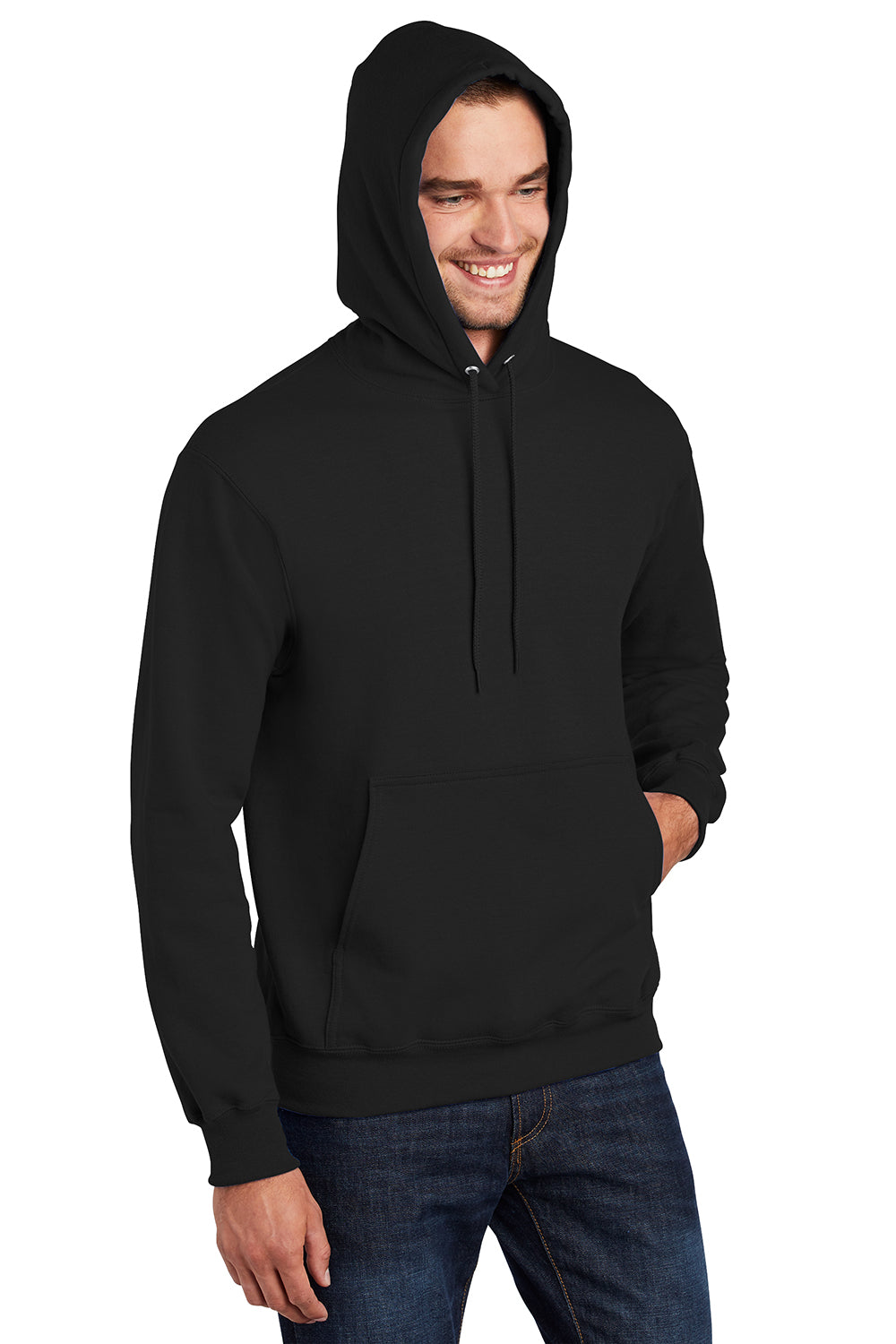 Port & Company PC90H/PC90HT Mens Essential Pill Resistant Fleece Hooded Sweatshirt Hoodie Jet Black Model 3q