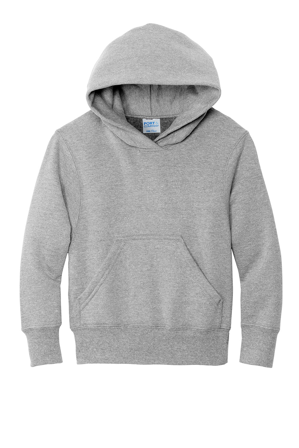 Port & Company PC90YH Youth Core Pill Resistant Fleece Hooded Sweatshirt Hoodie Ash Grey Flat Front