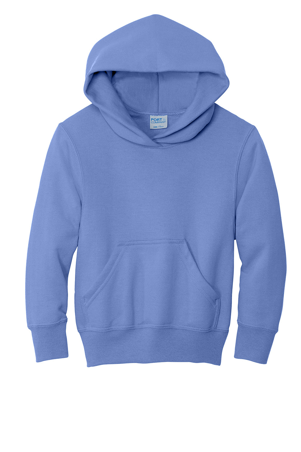 Port & Company PC90YH Youth Core Pill Resistant Fleece Hooded Sweatshirt Hoodie Carolina Blue Flat Front