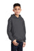 Port & Company PC90YH Youth Core Pill Resistant Fleece Hooded Sweatshirt Hoodie Charcoal Grey Model 3q