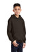 Port & Company PC90YH Youth Core Pill Resistant Fleece Hooded Sweatshirt Hoodie Dark Chocolate Brown Model 3q