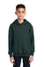 Port & Company PC90YH Youth Core Pill Resistant Fleece Hooded Sweatshirt Hoodie Dark Green Model Front