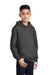 Port & Company PC90YH Youth Core Pill Resistant Fleece Hooded Sweatshirt Hoodie Heather Dark Grey Model 3q