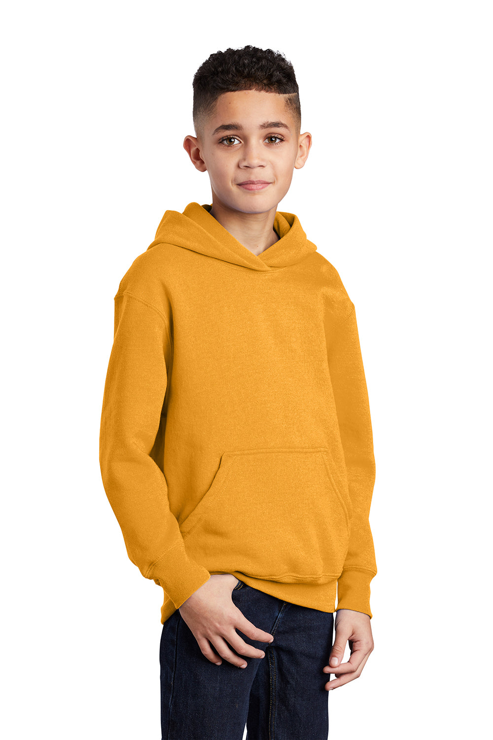 Port & Company PC90YH Youth Core Pill Resistant Fleece Hooded Sweatshirt Hoodie Gold Model 3q