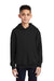 Port & Company PC90YH Youth Core Pill Resistant Fleece Hooded Sweatshirt Hoodie Jet Black Model Front