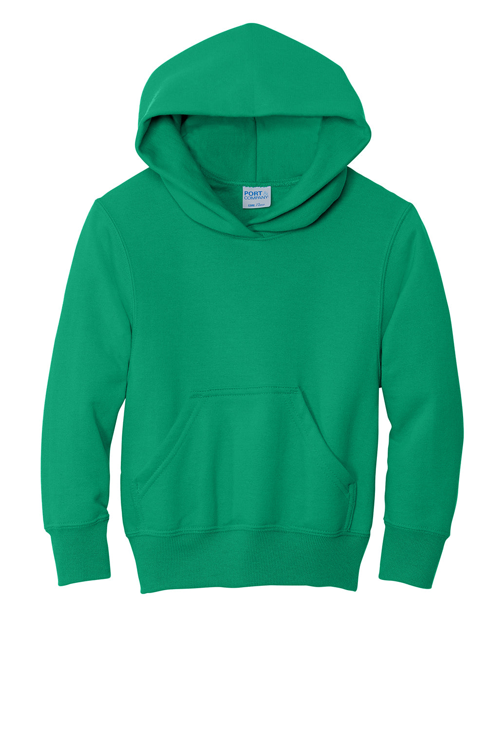 Port & Company PC90YH Youth Core Pill Resistant Fleece Hooded Sweatshirt Hoodie Kelly Green Flat Front