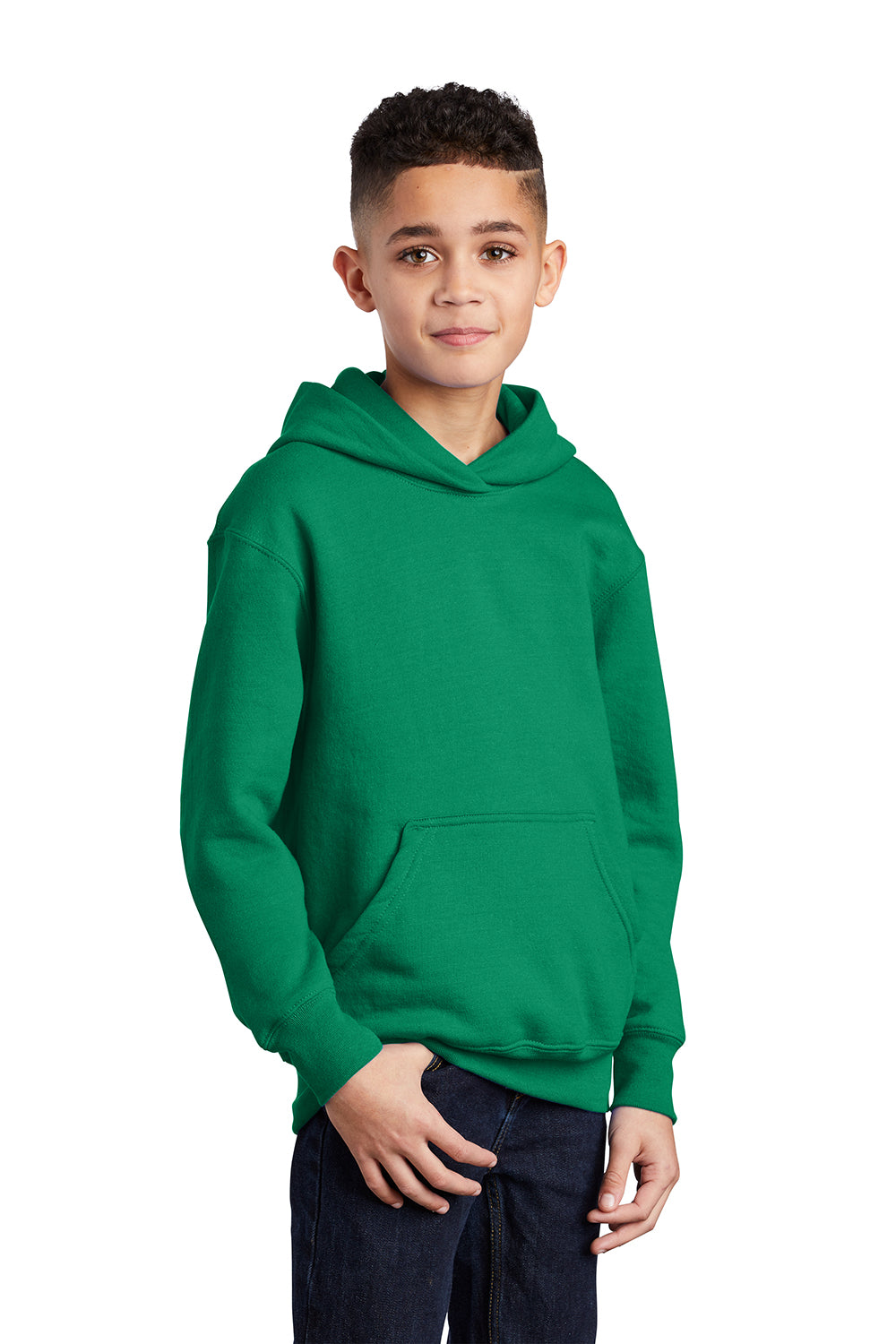 Port & Company PC90YH Youth Core Pill Resistant Fleece Hooded Sweatshirt Hoodie Kelly Green Model 3q