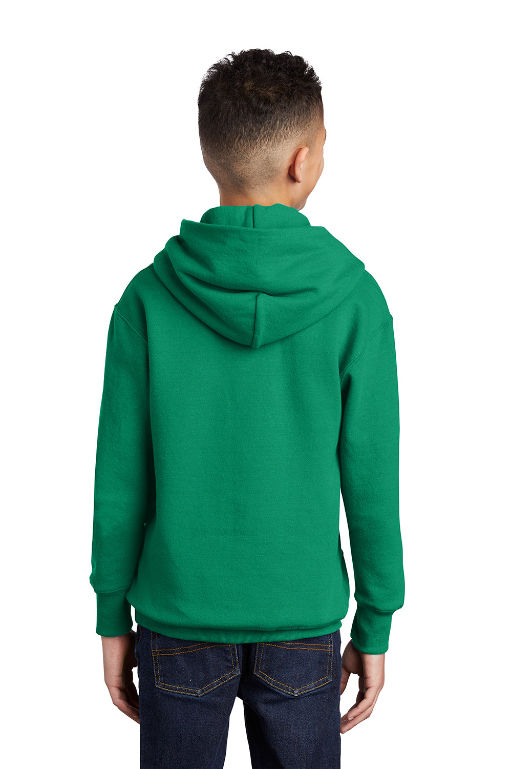 Port & Company PC90YH Youth Core Pill Resistant Fleece Hooded Sweatshirt Hoodie Kelly Green Model Back