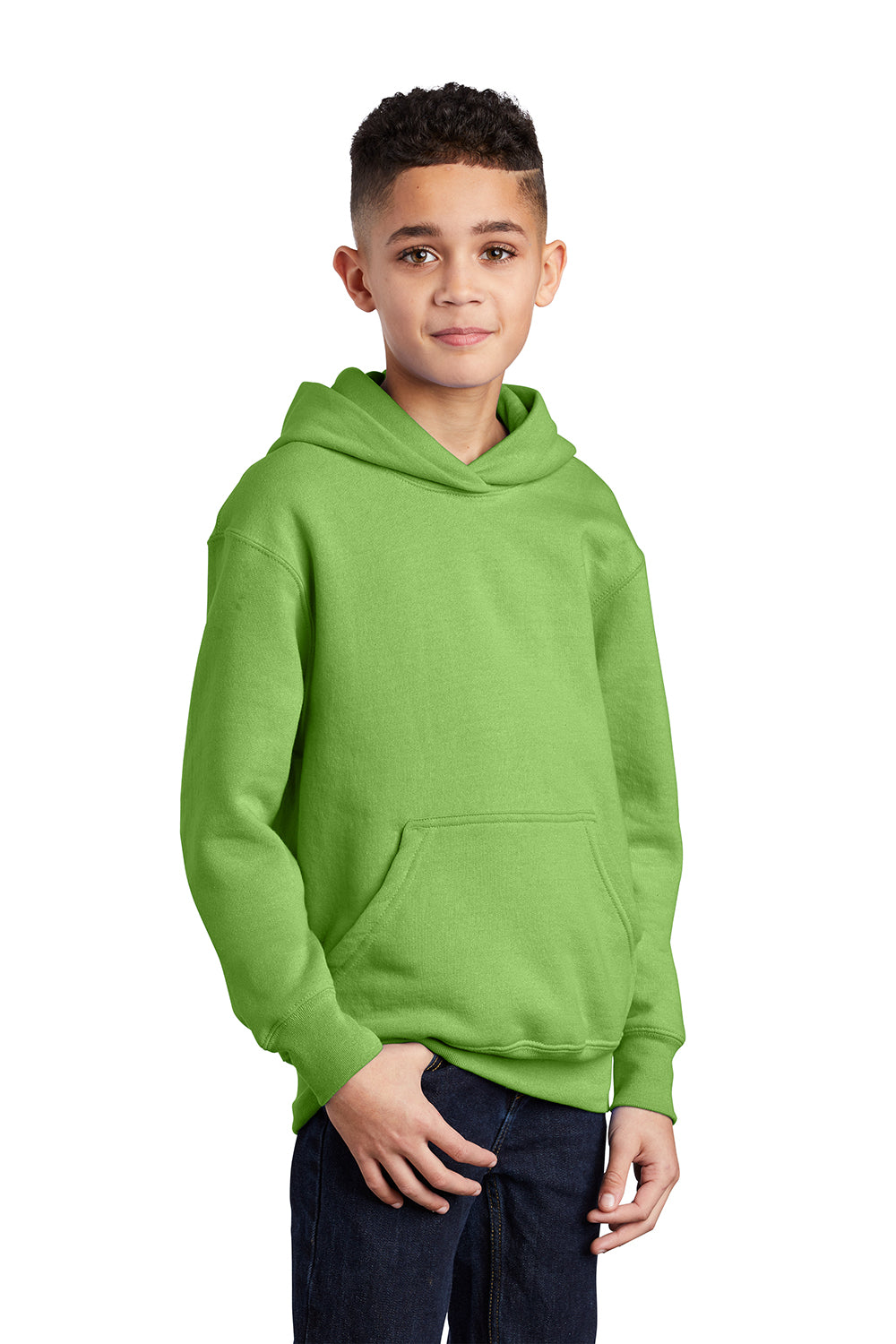 Port & Company PC90YH Youth Core Pill Resistant Fleece Hooded Sweatshirt Hoodie Lime Green Model 3q