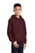 Port & Company PC90YH Youth Core Pill Resistant Fleece Hooded Sweatshirt Hoodie Maroon Model 3q