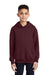 Port & Company PC90YH Youth Core Pill Resistant Fleece Hooded Sweatshirt Hoodie Maroon Model Front