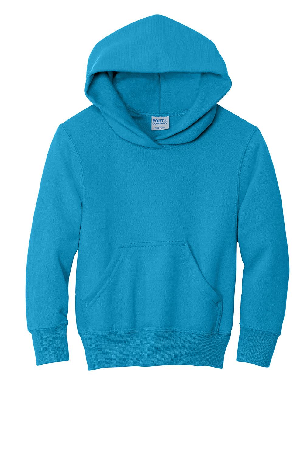 Port & Company PC90YH Youth Core Pill Resistant Fleece Hooded Sweatshirt Hoodie Neon Blue Flat Front