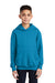 Port & Company PC90YH Youth Core Pill Resistant Fleece Hooded Sweatshirt Hoodie Neon Blue Model Front