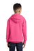 Port & Company PC90YH Youth Core Pill Resistant Fleece Hooded Sweatshirt Hoodie Neon Pink Model Back