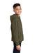 Port & Company PC90YH Youth Core Pill Resistant Fleece Hooded Sweatshirt Hoodie Olive Drab Green Model Side