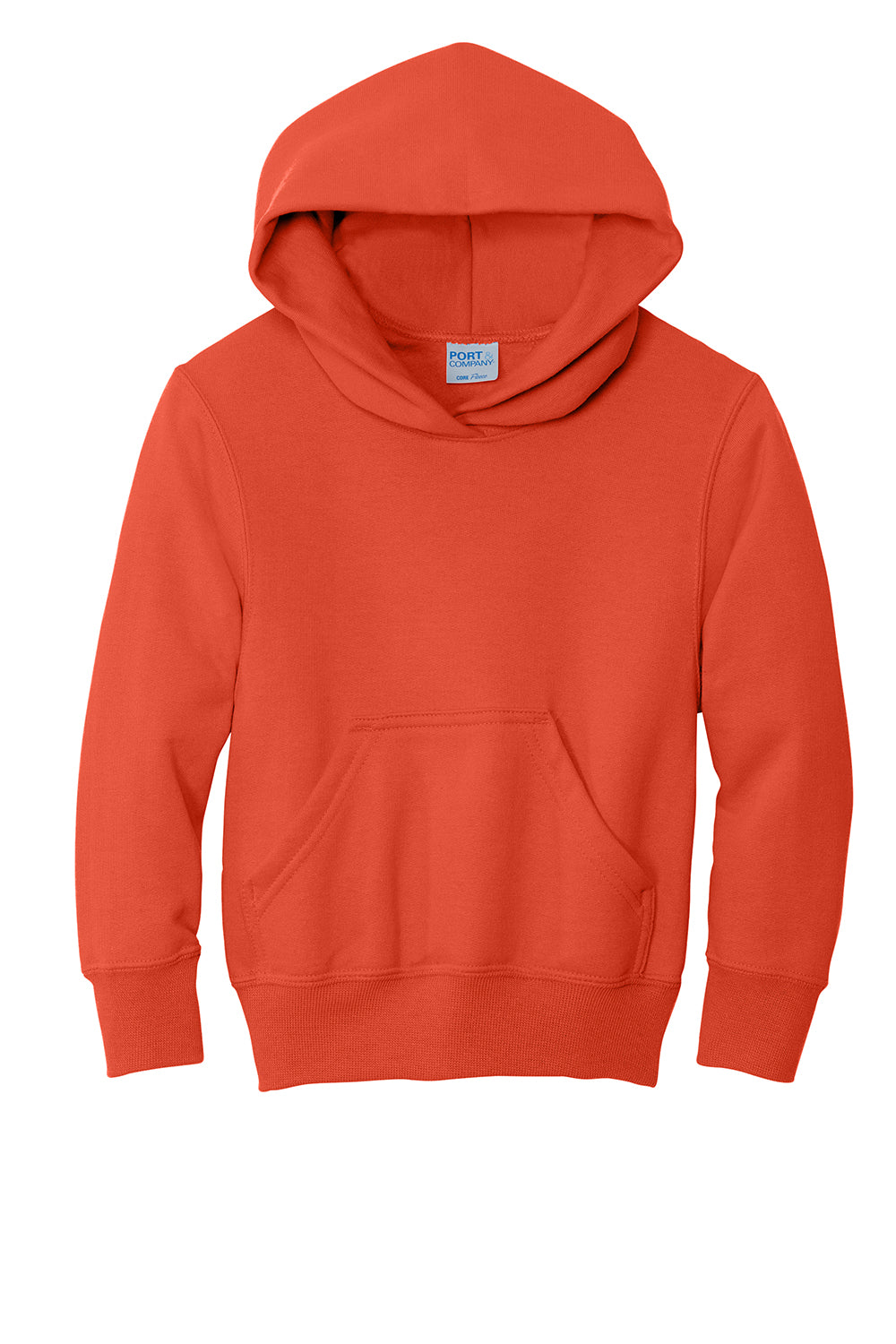 Port & Company PC90YH Youth Core Pill Resistant Fleece Hooded Sweatshirt Hoodie Orange Flat Front