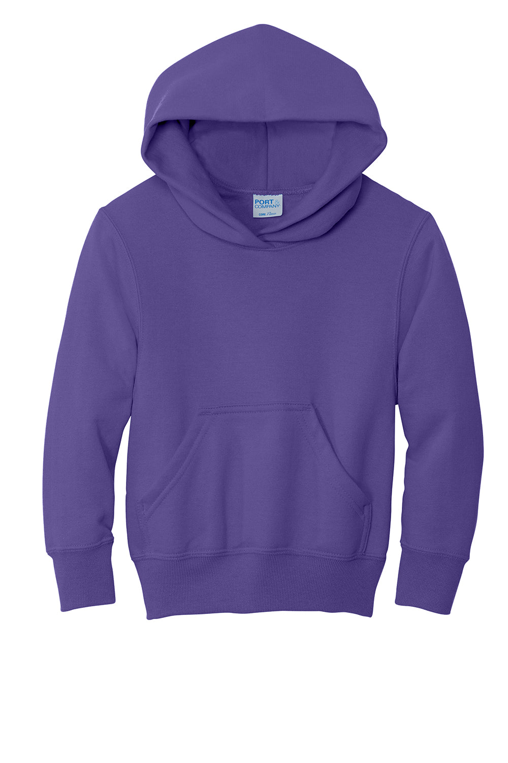 Port & Company PC90YH Youth Core Pill Resistant Fleece Hooded Sweatshirt Hoodie Purple Flat Front