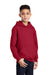 Port & Company PC90YH Youth Core Pill Resistant Fleece Hooded Sweatshirt Hoodie Red Model 3q