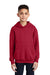 Port & Company PC90YH Youth Core Pill Resistant Fleece Hooded Sweatshirt Hoodie Red Model Front