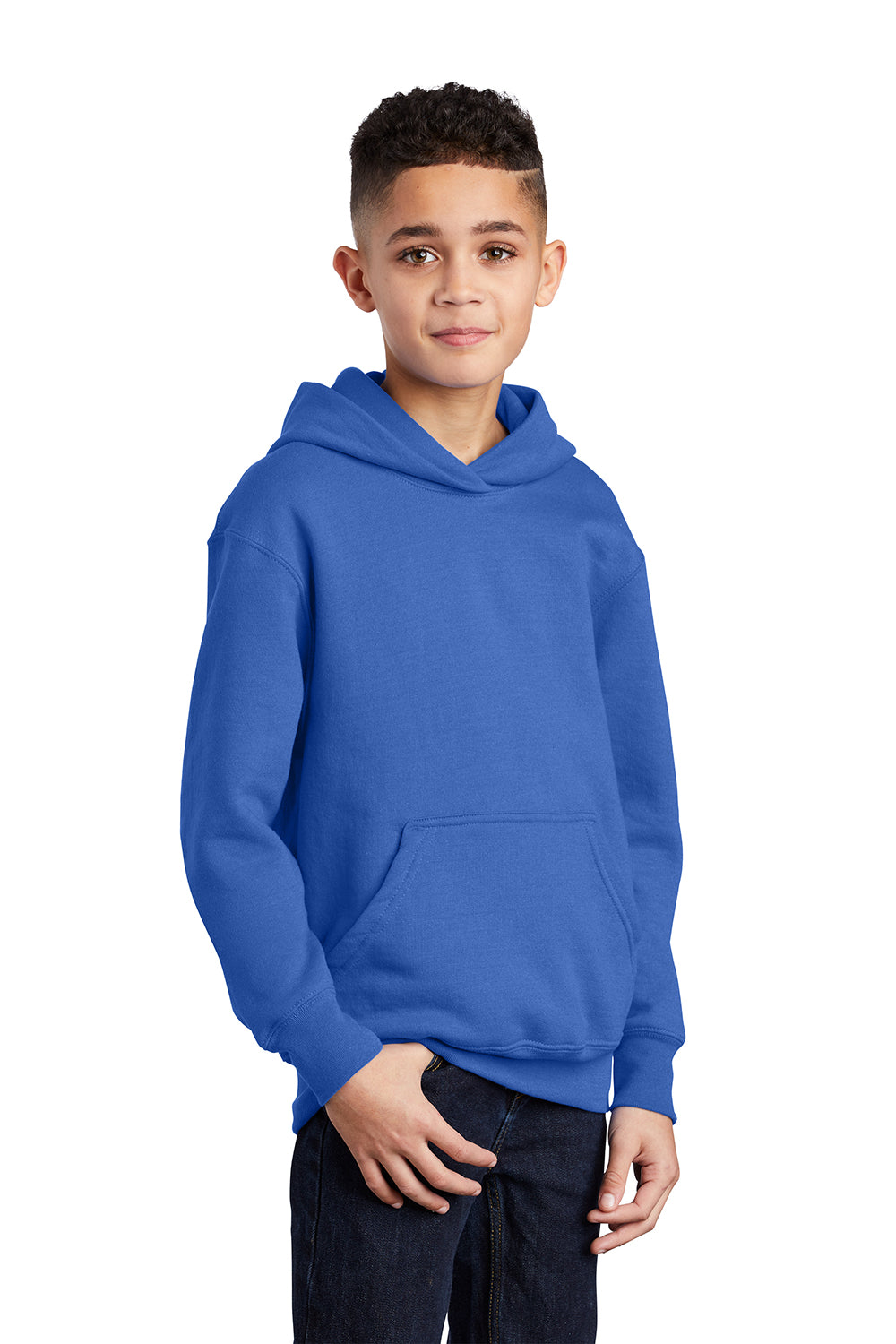 Port & Company PC90YH Youth Core Pill Resistant Fleece Hooded Sweatshirt Hoodie Royal Blue Model 3q