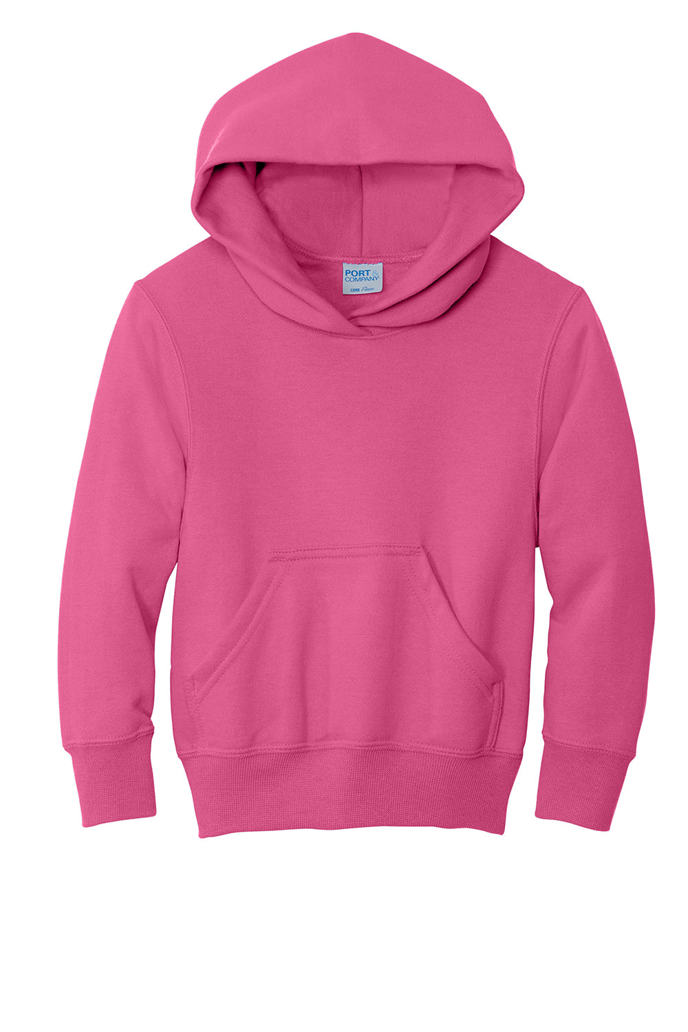 Port & Company PC90YH Youth Core Pill Resistant Fleece Hooded Sweatshirt Hoodie Sangria Pink Flat Front