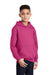 Port & Company PC90YH Youth Core Pill Resistant Fleece Hooded Sweatshirt Hoodie Sangria Pink Model 3q