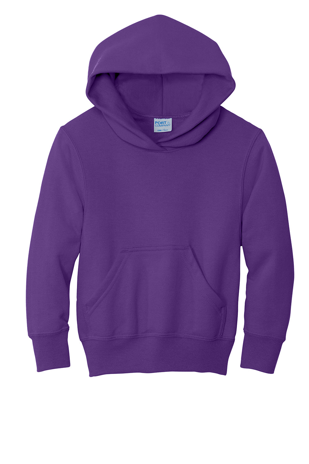 Port & Company PC90YH Youth Core Pill Resistant Fleece Hooded Sweatshirt Hoodie Team Purple Flat Front