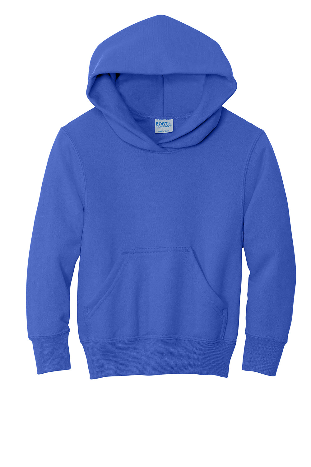 Port & Company PC90YH Youth Core Pill Resistant Fleece Hooded Sweatshirt Hoodie True Royal Blue Flat Front