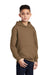 Port & Company PC90YH Youth Core Pill Resistant Fleece Hooded Sweatshirt Hoodie Woodland Brown Model 3q