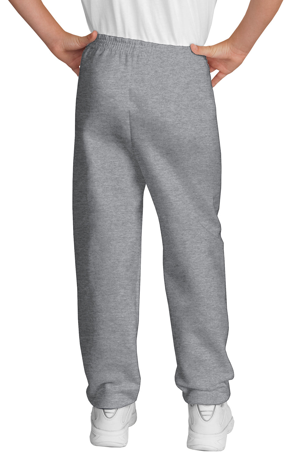 Port & Company PC90YP Youth Core Fleece Sweatpants Heather Grey Model Back