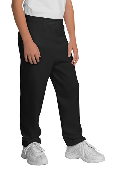 Port & Company PC90YP Youth Core Fleece Sweatpants Jet Black Model Front