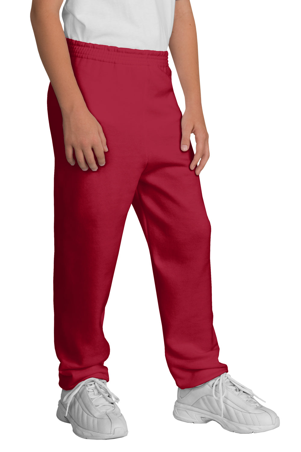 Port & Company PC90YP Youth Core Fleece Sweatpants Red Model Front