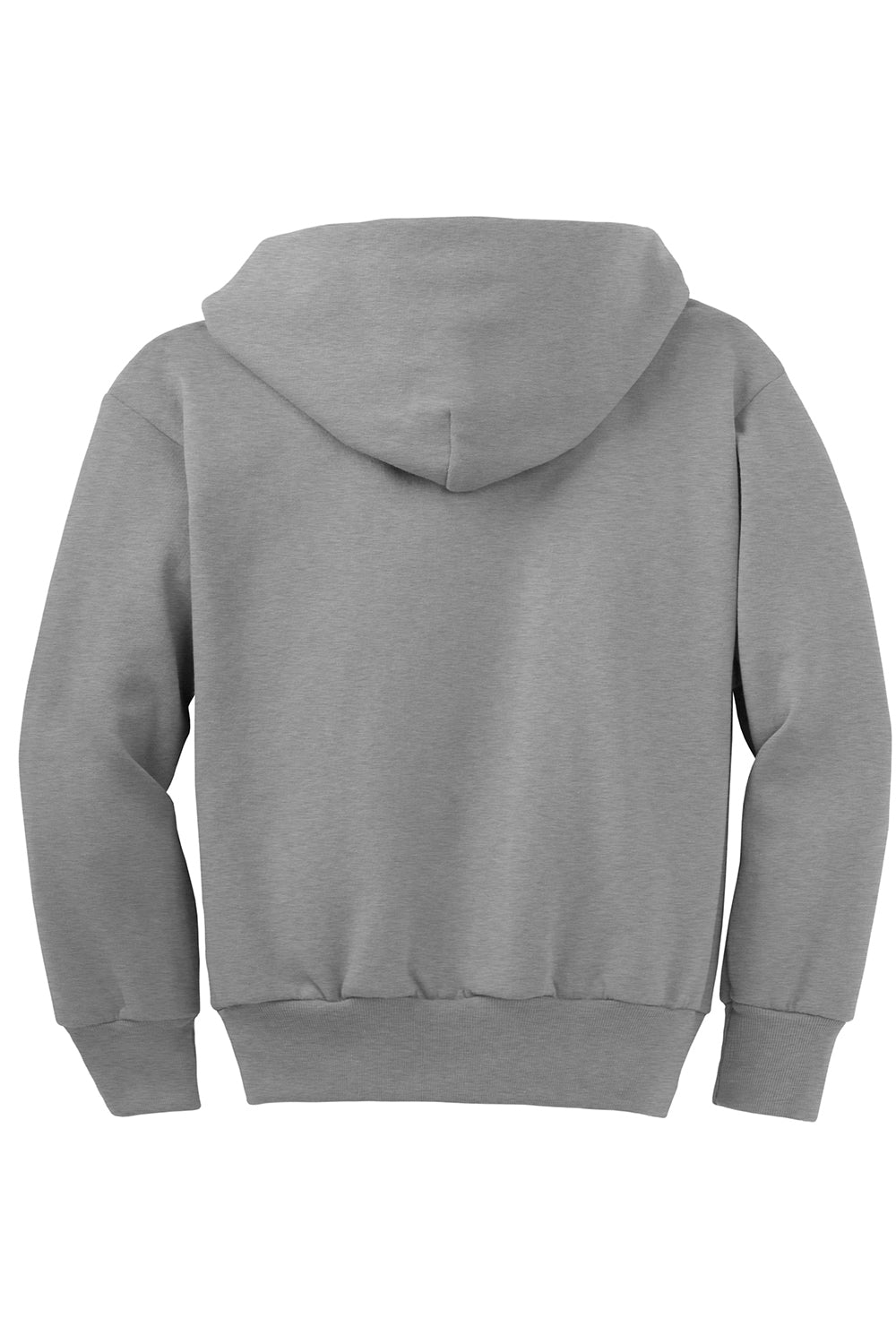 Port & Company PC90YZH Youth Core Pill Resistant Fleece Full Zip Hooded Sweatshirt Hoodie Heather Grey Flat Back