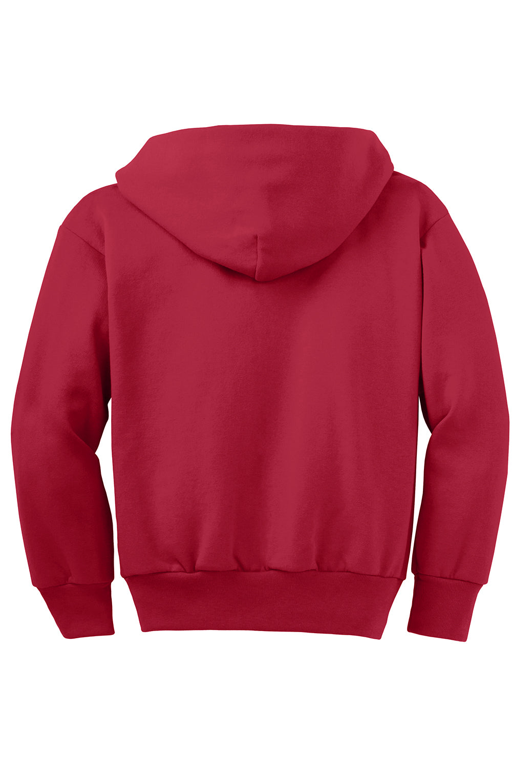 Port & Company PC90YZH Youth Core Pill Resistant Fleece Full Zip Hooded Sweatshirt Hoodie Red Flat Back