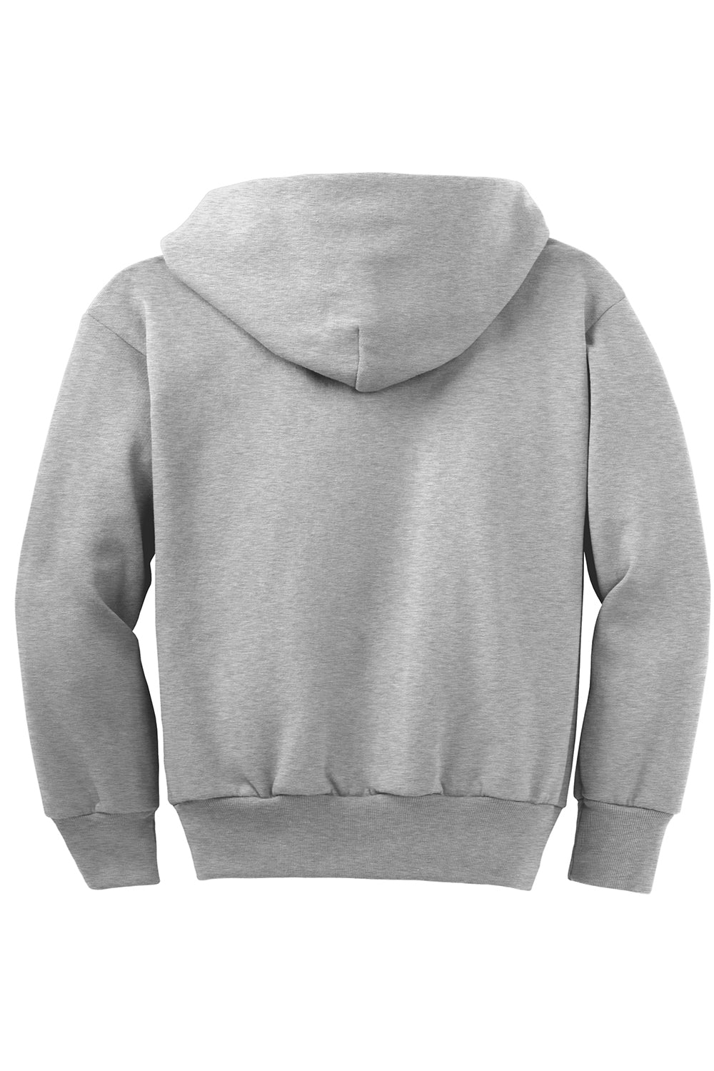 Port & Company PC90YZH Youth Core Pill Resistant Fleece Full Zip Hooded Sweatshirt Hoodie Ash Grey Flat Back