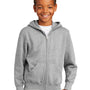 Port & Company Youth Core Pill Resistant Fleece Full Zip Hooded Sweatshirt Hoodie - Ash Grey