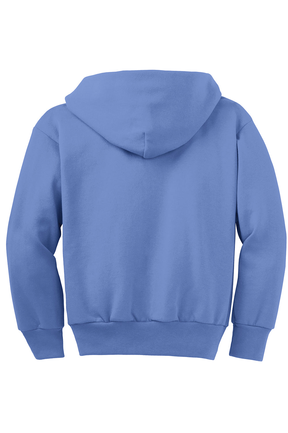 Port & Company PC90YZH Youth Core Pill Resistant Fleece Full Zip Hooded Sweatshirt Hoodie Carolina Blue Flat Back