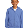 Port & Company Youth Core Pill Resistant Fleece Full Zip Hooded Sweatshirt Hoodie - Carolina Blue