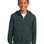 Port & Company Youth Core Pill Resistant Fleece Full Zip Hooded Sweatshirt Hoodie - Dark Green