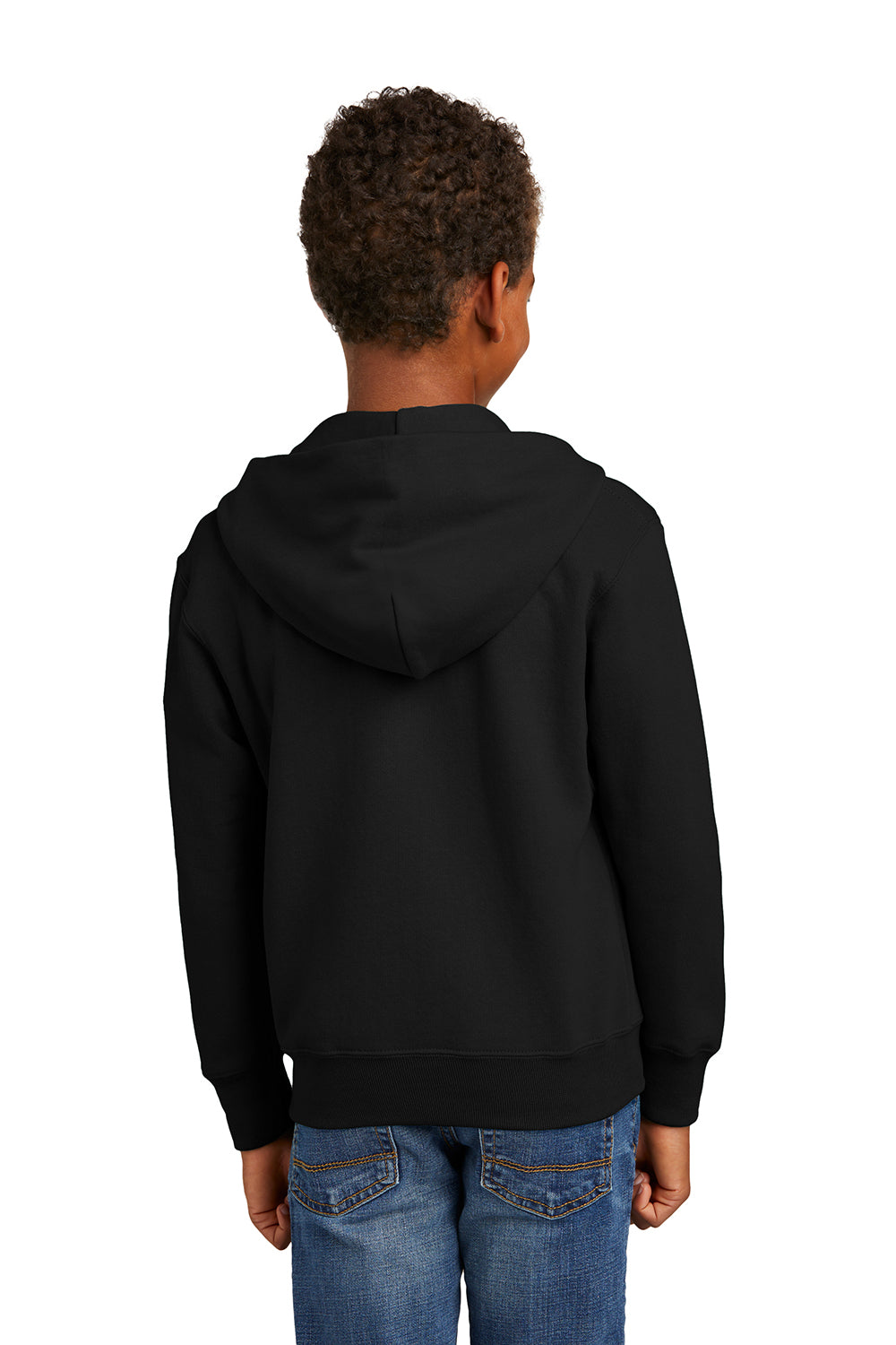 Port & Company PC90YZH Youth Core Pill Resistant Fleece Full Zip Hooded Sweatshirt Hoodie Jet Black Model Back