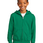 Port & Company Youth Core Pill Resistant Fleece Full Zip Hooded Sweatshirt Hoodie - Kelly Green