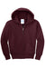 Port & Company PC90YZH Youth Core Pill Resistant Fleece Full Zip Hooded Sweatshirt Hoodie Maroon Flat Front