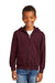 Port & Company PC90YZH Youth Core Pill Resistant Fleece Full Zip Hooded Sweatshirt Hoodie Maroon Model Front