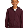 Port & Company Youth Core Pill Resistant Fleece Full Zip Hooded Sweatshirt Hoodie - Maroon