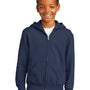 Port & Company Youth Core Pill Resistant Fleece Full Zip Hooded Sweatshirt Hoodie - Navy Blue