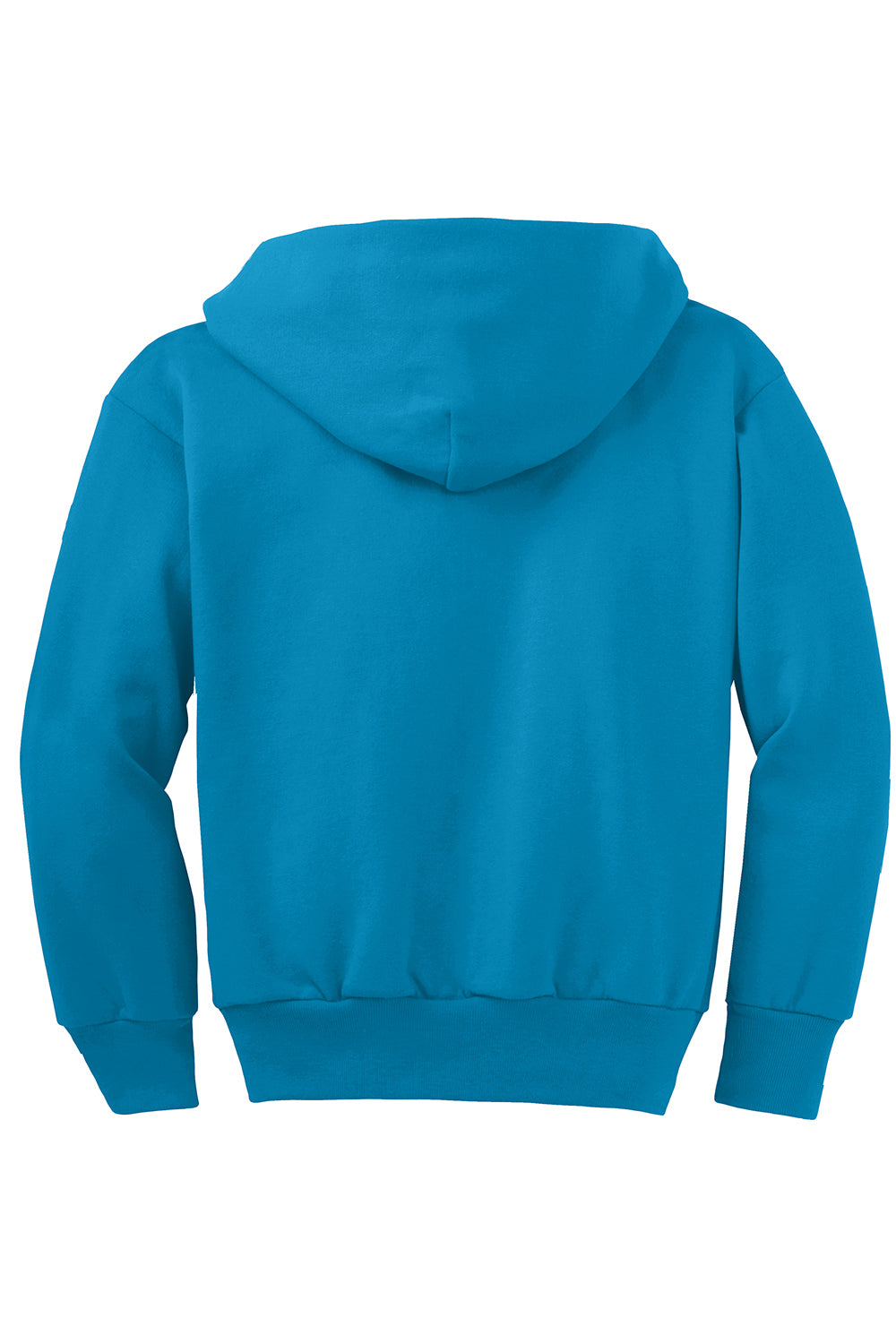 Port & Company PC90YZH Youth Core Pill Resistant Fleece Full Zip Hooded Sweatshirt Hoodie Neon Blue Flat Back