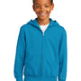 Port & Company Youth Core Pill Resistant Fleece Full Zip Hooded Sweatshirt Hoodie - Neon Blue