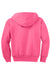 Port & Company PC90YZH Youth Core Pill Resistant Fleece Full Zip Hooded Sweatshirt Hoodie Neon Pink Flat Back